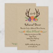 Antlers floral monogram Hochzeit Probe Dinner Einladung (Vorne/Hinten)