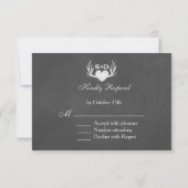 Antlers & Heart Tying the Knot Wedding RSVP Karte (Rückseite)