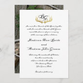 Antlers Monogram und Woodland Trees Wedding Einladung (Vorne/Hinten)