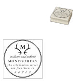 Antlers Monogram Wedding Names & Rücksendeadresse Gummistempel (Stempel)