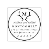Antlers Monogram Wedding Names & Rücksendeadresse Gummistempel (Prägung)