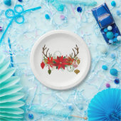 Antlers Ornaments Floral Antlers Holiday Rustic Pappteller (Party)