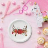 Antlers Ornaments Floral Antlers Holiday Rustic Pappteller (Party)