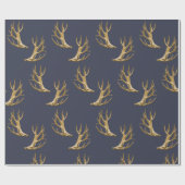 Antlers Pattern Dark Blue Masculine Geschenk Geschenkpapier (Flach)