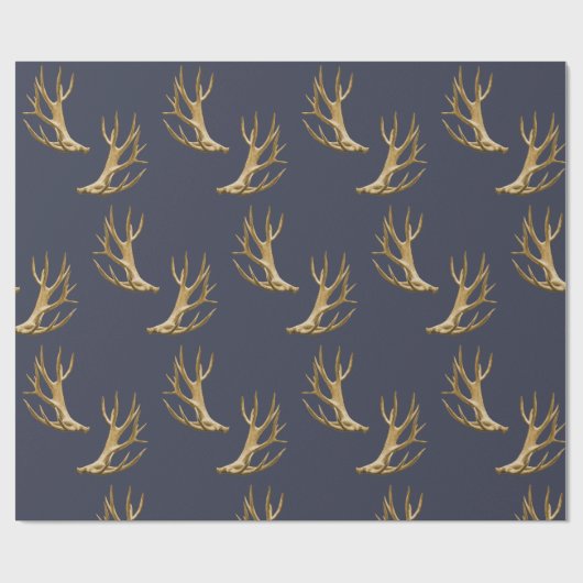 Antlers Pattern Dark Blue Masculine Geschenk Geschenkpapier (Flach)