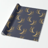 Antlers Pattern Dark Blue Masculine Geschenk Geschenkpapier (Ungerollt)