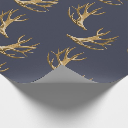 Antlers Pattern Dark Blue Masculine Geschenk Geschenkpapier (Ecke)