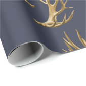 Antlers Pattern Dark Blue Masculine Geschenk Geschenkpapier (Rolleneckpunkt)