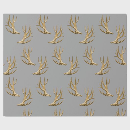 Antlers Pattern Silver Gray Masculine Geschenk Geschenkpapier (Flach)