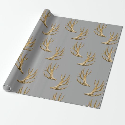Antlers Pattern Silver Gray Masculine Geschenk Geschenkpapier (Ungerollt)