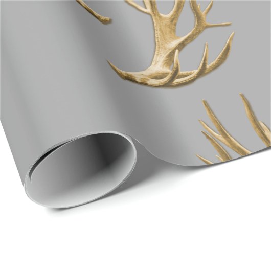 Antlers Pattern Silver Gray Masculine Geschenk Geschenkpapier (Rolleneckpunkt)
