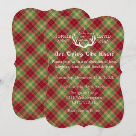 Antlers Red and Green Kariert Wedding Einladung