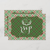 Antlers Red Green Kariert Wedding RSVP (Vorne/Hinten)