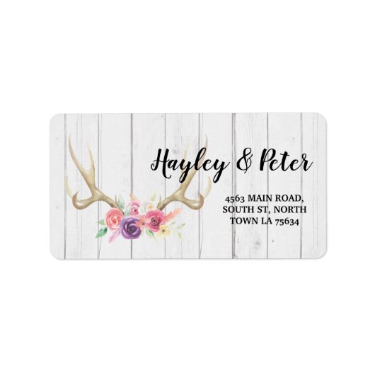 Antlers Rustic Address Labels Stickers Wedding Adressaufkleber (Vorne)