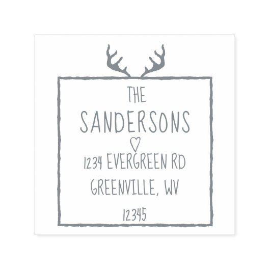 Antlers Rustic Woodland Calm Forest Rücksendeadres Permastempel (Design)