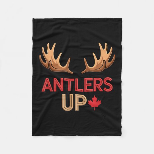 Antlers Up Canadian Pride Funny Canada Flag Moose  Fleecedecke (Vorderseite)