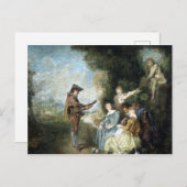 Antoine Watteau Liebe Postkarte (Vorne/Hinten)