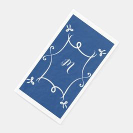 Antoinette Navy Blauer Elegante Emblem Filigree Serviette