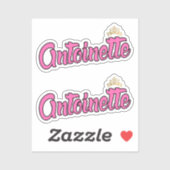 Antoinette Pink Name x2 Vinyl Aufkleber (Blatt)