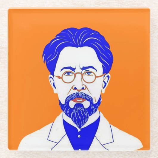 Anton Chekhov Portrait - Grafik Glasuntersetzer (Vorderseite)