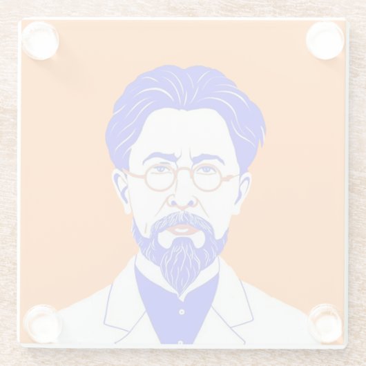 Anton Chekhov Portrait - Grafik Glasuntersetzer (Rückseite)