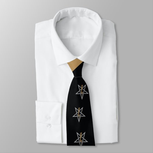 Anton LaVey Sigil Abstrakt Wave Neck Tie {Gold} Krawatte (Gebunden)