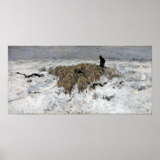 Anton Mauve Flock von Schafen mit Hirte Poster (Vorne)