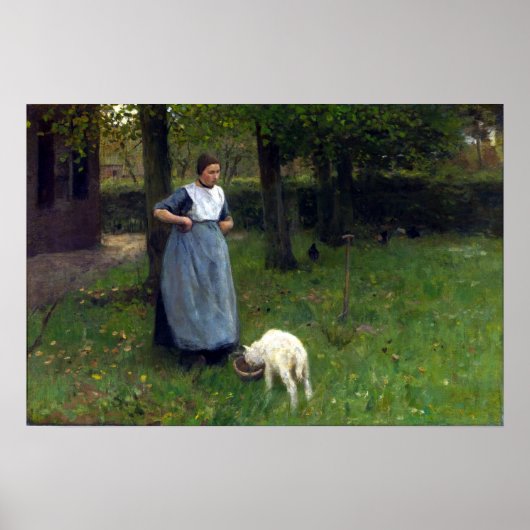 Anton Mauve Woman aus Laren mit Lamm Poster (Vorne)