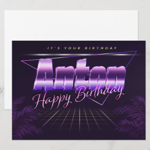 Anton Name Vorname lila retro Karte Geburtstag