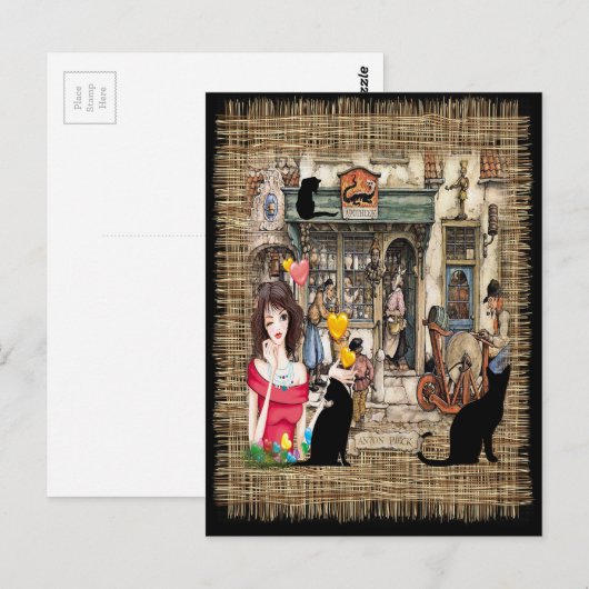 Anton Pieck - CHEMISTISCHES Geschäft Postkarte (Vorne/Hinten)