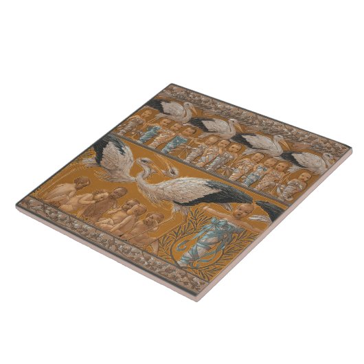 Anton Seders Zender Storks Jugendstilwall Fliese (Seite)