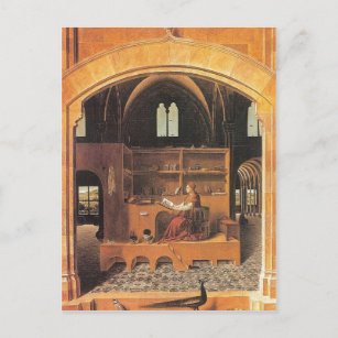 Antonello da Messina - St Jerome in seiner Studie  Postkarte