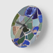Antoni Gaudi Blue Mosaics Runde Wanduhr (Winkel)