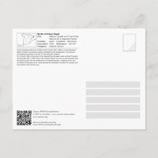 Antoni Gaudí - Sagrada Família - Krippe Postkarte (Rückseite)