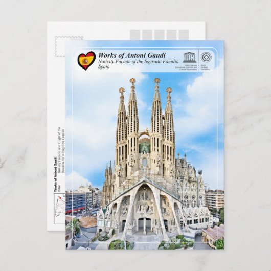 Antoni Gaudí - Sagrada Família - Krippe Postkarte (Vorne/Hinten)