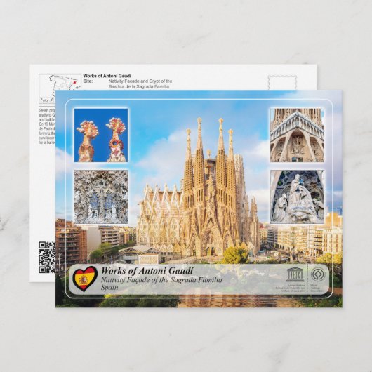 Antoni Gaudí - Sagrada Família - Krippe Postkarte (Vorne/Hinten)