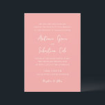 Antonia Coral Pink Elegant Wedding Einladung<br><div class="desc">Elegante Hochzeitseinladungen mit einem einfachen Design mit Skript- und Serif-Schriftart.</div>