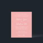 Antonia Coral Pink Elegante Einladung zur Hochzeit<br><div class="desc">Elegante Hochzeitseinladungen mit einem einfachen Design mit Skript- und Serif-Schriftart.</div>