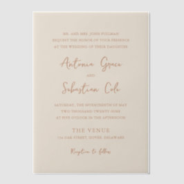 Antonia Earthy Neutrals Elegant Wedding Pergament Einladungen