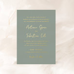 Antonia Green und Gold Elegante Wedding Folieneinladung<br><div class="desc">Elegante Hochzeitseinladungen mit einem einfachen Design mit Skript- und Serif-Schriftart.</div>