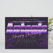 Antonia Name Vorname lila retro Karte Geburtstag (Stehend Vorderseite)