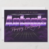 Antonia Name Vorname lila retro Karte Geburtstag (Vorderseite)