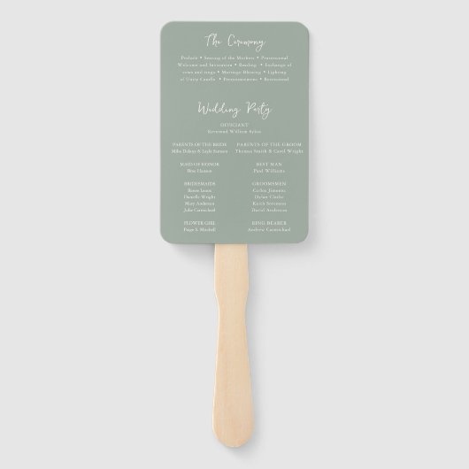 Antonia Sage Green Elegant Wedding Program Fächer (Rückseite)