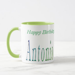 Antonio, Happy Birthday Logo, Green Combo Tasse