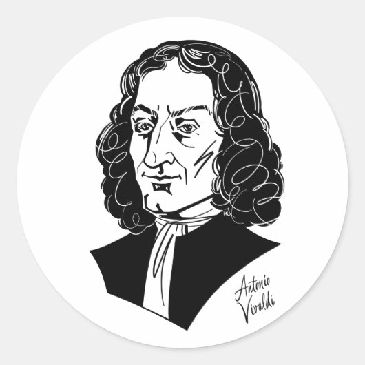 Antonio Vivaldi Runder Aufkleber (Vorderseite)