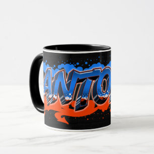 Antonio Vorname Name Graffiti blue orange Tasse