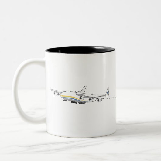 Antonov 225 Mryia Ukraine Jumbo Jet Cargo Airplane Zweifarbige Tasse (Links)