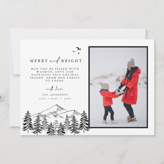 ANTORA Minimal Mountain Pine Foto Weihnachtskarte Einladung (Vorderseite)