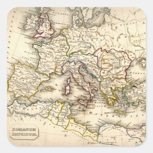 Antquie Karte des antiken Römischen Quadratischer Aufkleber (Vorderseite)