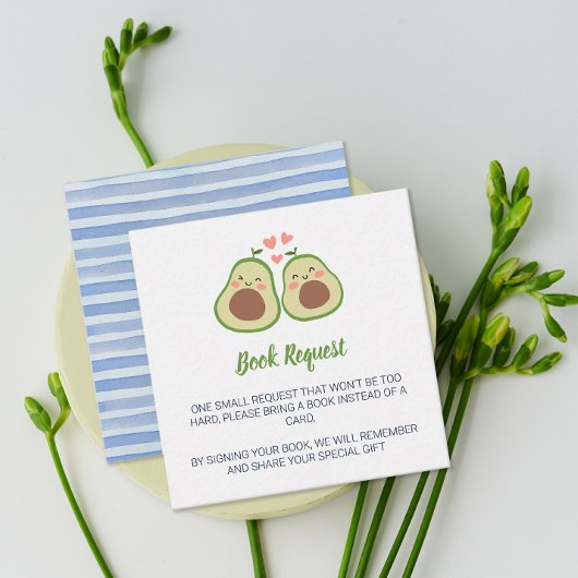 Antrag auf ein neutrales Babyduschbuch für Avocado Begleitkarte